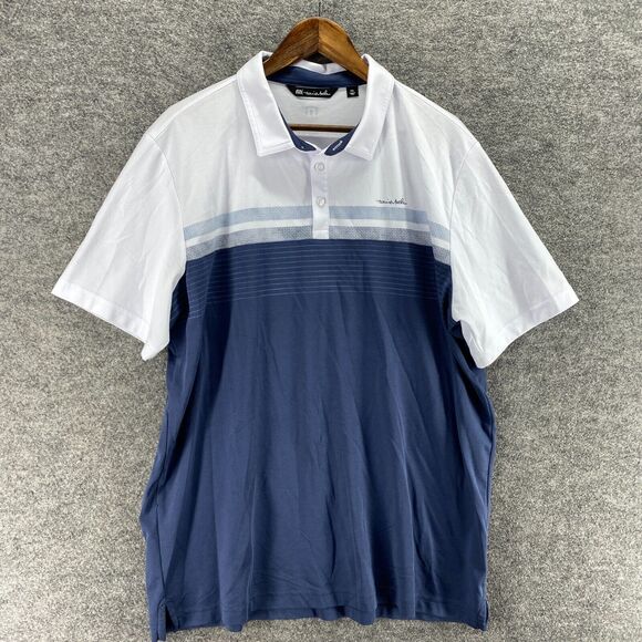 Travis Mathew Polo Shirt Men 2XL Blue Button Up Collared Short Sleeve Cotton - Picture 1 of 7